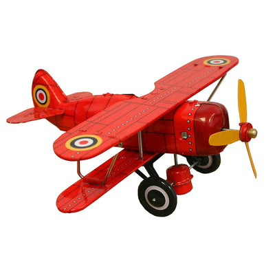 Red Tin "Curtiss" Biplane Toy