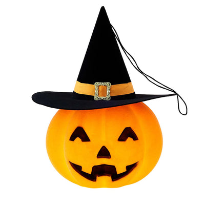 Lighted Hanging Pumpkin with Witch Hat and Adapter - 27" Tall