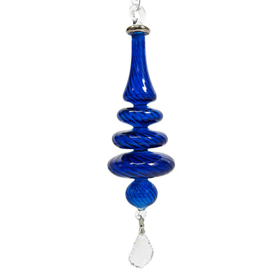 Blue Multi Swirl with Crystal Ornament