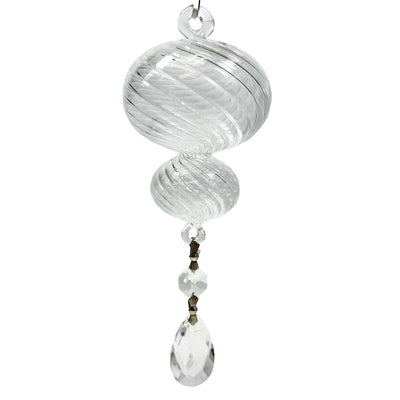 Clear Multi Swirl Sphere with Crystal Ornament