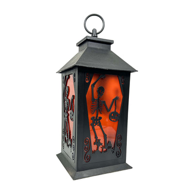 Skeleton Lantern with LED Lighting - 13" Tall