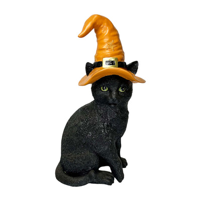 Black Cat with Orange Hat - 13" Tall