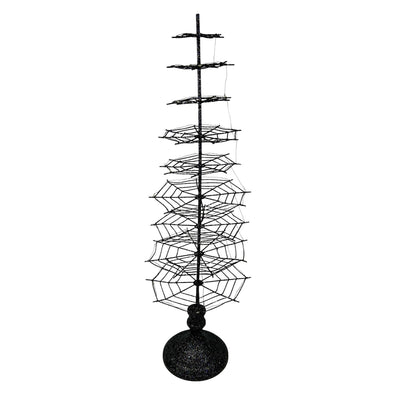 Black Glitter Spider Web Tree with LED Lighting - 24" Tall