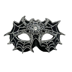 Silver & Black Jeweled Spiderweb Mask - 9