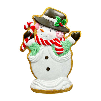 Gingerbread Snowman with Candy Cane - 12" Tall