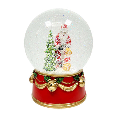 Santa with Dog Musical Water Globe - 7" Tall