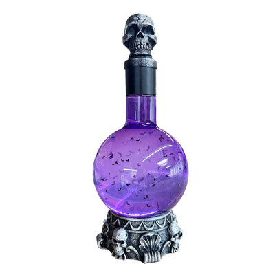 Purple Shimmering Skull Bottle with LED Lighting - 10" Tall
