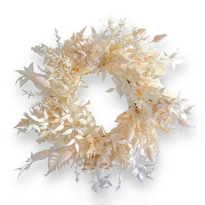 Silk Cream Ruscus Fern Wreath - 28"