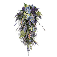 Faux Lavender Blue Hydrangea Thistle Swag - 28