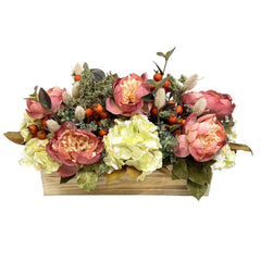Silk Mint Fall Flowers Long & Low Centerpiece