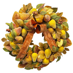 Silk Pear & Ribbon Wreath - 28