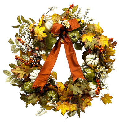 Silk Maple Leaf Berry Acorn Wreath - 24"