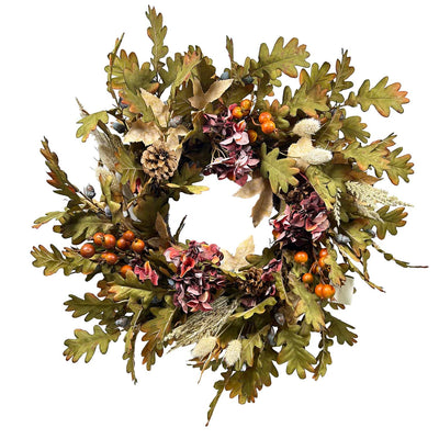 Silk Oak Leaf Hydrangea Wreath - 24"