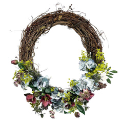 Faux Blue & Violet, Hydrangea Hellebor Wreath - 22