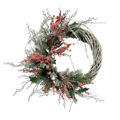 Faux Ice Cedar Wicker Wreath - 20