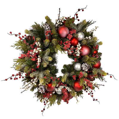 Silk Peppermint & Berries Wreath - 24"