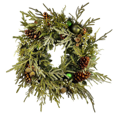 Silk Greens and Pinecones Wreath - 24"