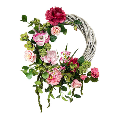 Faux Blush Peony Wicker Wreath - 20"