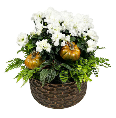Large White Autumn Brass Centerpiece