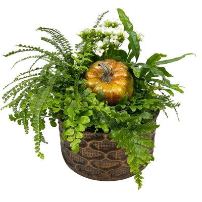 Small White Autumn Brass Centerpiece