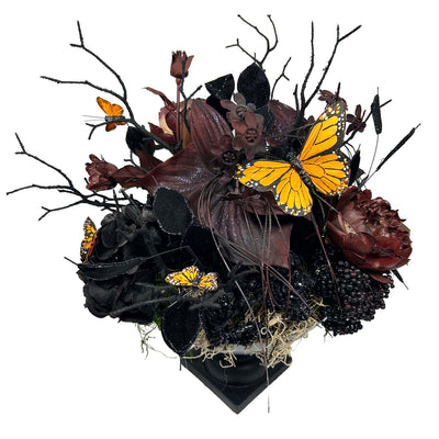 Silk Monarch Black Floral Compote