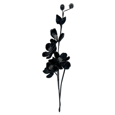 Silk Black Velvet Magnolia Blossom Stem