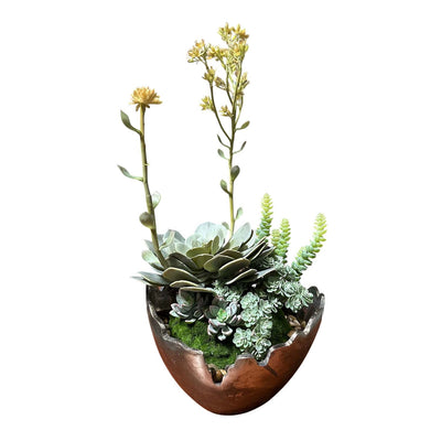 Faux Succulents in Modern Silver Bowl
