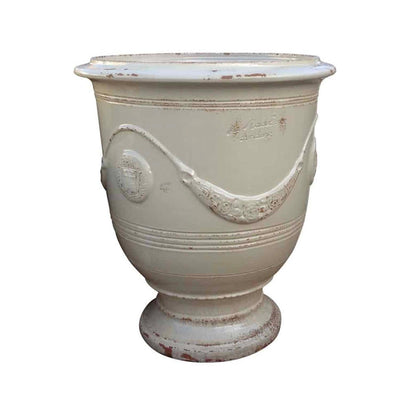Traditional French Glazed Anduze Aged Ivory Vase