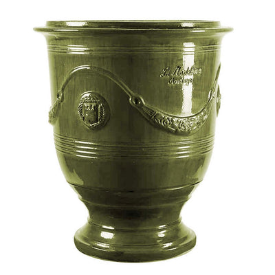 Traditional French Glazed Anduze Green Vase
