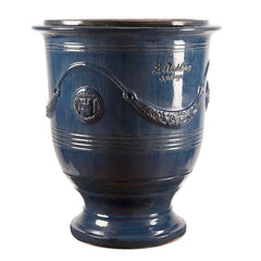 Traditional French Glazed Anduze Blue Vase