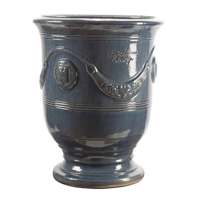 Traditional French Glazed Anduze Blue Lavender Vase