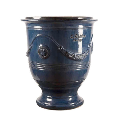 Traditional French Glazed Anduze Blue Vase