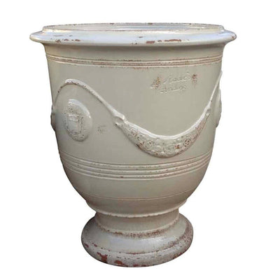 Traditional French Glazed Anduze Aged Ivory Vase