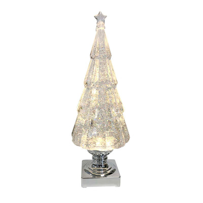 Shimmering Silver Glitter Christmas Tree - 14" Tall