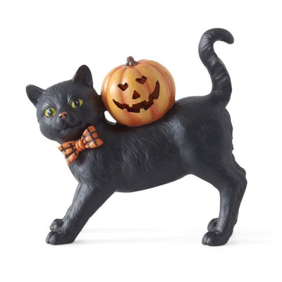 Black Jack Bow Kitty with LED Pumpkin - 7"