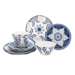 12 Piece Cobalt Casita Melamine Dinnerware Set