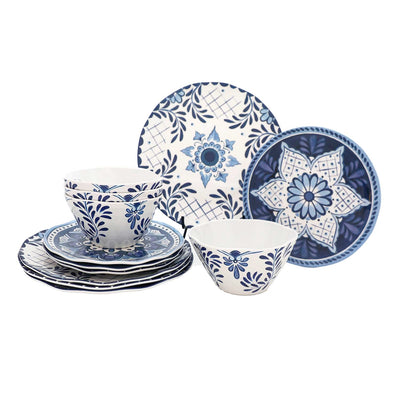 12 Piece Cobalt Casita Melamine Dinnerware Set