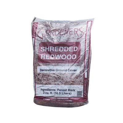 Shredded Redwood Mulch - 2 Cubic ft